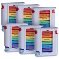 laro Pillendose Tablettenbox Bunt 7 Tage – 4 Fächer – 3/4/6/12/24/48/96 Stück (3 St)