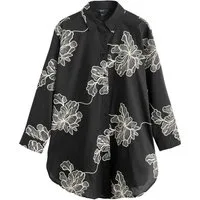 Next Strandshirt Strandhemd mit Blumen-Stickerei (1-tlg)