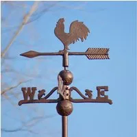Antikas Windspiel Wetterhahn, Wetterfahne, Gusseisen mit Standfuss, Windspiel für Dach