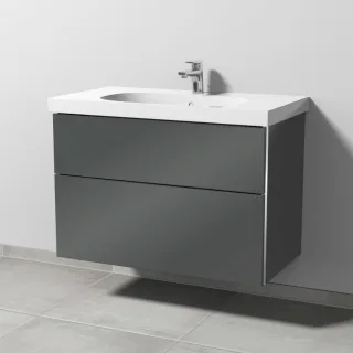 Sanipa 3way Waschtischunterbau zu Geberit Acanto Waschtisch mit 2 Auszügen, Anthrazit-Glanz BS41879