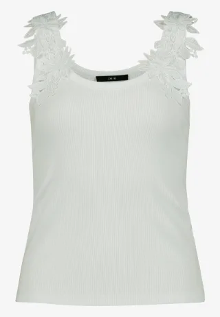 zero - Top mit floraler Spitze brilliant white - Gr. - 44