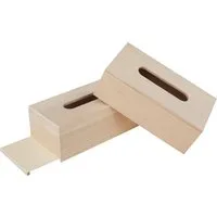 VBS Aufbewahrungsbox Taschentuchbox, 25,5 cm x 13 cm x 9 cm Rohholz 2er-Pack
