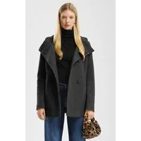 QS Funktionsmantel Outdoor-Jacke Kurzmantel in Wolloptik mit Kapuze