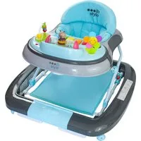 ib style Lauflernhilfe Little World Babywalker Türkis Grau, Lauflernwagen mit Schaukelfunktion & elektronischem Spielelement