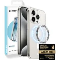 alkaya. Handyhülle Premium Hülle Magsafe Für Apple iPhone Case Magnet Cover Bumper Schutz iPhone 15 Pro Max, 6,7 Zoll, Silikon, Schutzhülle, MagSafe, extra starker Magnet, durchsichtig, transparent