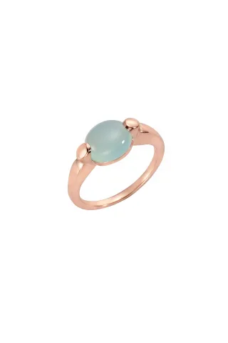 Jamelli Ring Silber 925 rosé-vergoldet mit echtem Paraiba Chalcedon 10x8mm