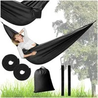 Ikonka Hängematte Robuste Camping-Hängematte mit Tasche, Seilen und Schnapphaken. (Outdoor Hängematte Komplettset für Camping und Reisen., Camping-Hängematte mit Aufbewahrungstasche, Seilen und Schnapphaken), Leichte, kompakte Hängematte mit Tasche s