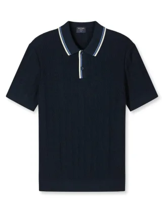 OLYMP - Strick-Poloshirt mit Polokragen und Kontrastdetails blau - Gr. - S