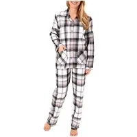 Normann Pyjama Damen Flanell Schlafanzug in edlen Karodesign - auch in Übergrößen