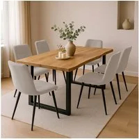 SAM® Essgruppe Juwel, Holz Wildeiche Optik, Metallgestell, Baumkante und Stühle