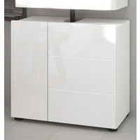 Inn.Furn Waschbeckenunterschrank Larik (Badschrank in weiß Hochglanz, 2-türig, 60 x 56 cm) mit Stauraum
