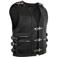 MDM Lederweste Herren Lederweste Biker Weste Kutte Lederkutte MDM9031