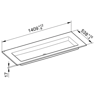 Keuco Keramik-Waschtisch Royal 60 32160, B: 1405, H: 17, T: 538 mm 32160311400