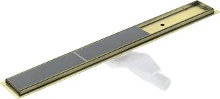 Neuesbad Umkehrbar Duschrinne Rost für Fliesen / FULL, Länge 80CM Siphon H65, Gold Gebürstet NB1DEKOSR08D1