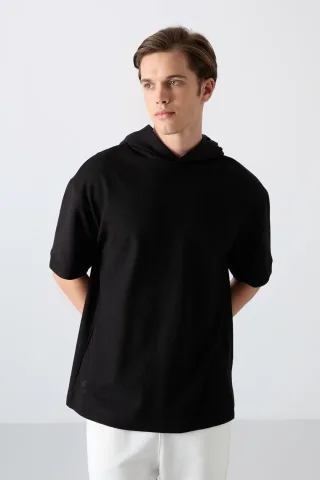Übergroßes Kapuzen-T-Shirt mit kurzen Ärmeln