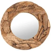 DESIGN DELIGHTS Wandspiegel RUNDER SPIEGEL "Holz massiv 60", Treibholz, Ø 60 cm, Wandspiegel