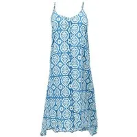 Guru-Shop Midikleid Luftiges Sommerkleid, Strandkleid - blau alternative Bekleidung