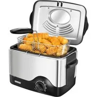 Unold Fritteuse Kompakt, 1200 W, Edelstahl, Cool-Touch, abnehmbarer Deckel mit Aktivkohlefilter