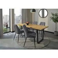 Jockenhöfer Gruppe Essgruppe ROGER, Sitzgruppe, Esstisch 160 cm, 4 Stühle, (Set, 5-tlg., Esstisch 160 cm plus 4 Esszimmerstühle), Tischplatte Wildeiche, U-Gestell, Stühle mit Webstoff