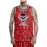 Sullen Clothing Tanktop Meas Jersey Basketball Mesh Netz Schädel