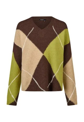 Marc Aurel - Pullover mit übergroßem Argyle-Muster hazelnut - Gr. - 34