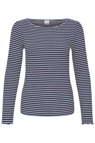 ICHI - Streifenpullover - Ihcella blau/braun - Gr. - S