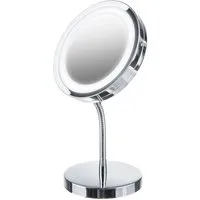Adler Kosmetikspiegel AD 2159, LED Make Up Spiegel, beleuchtet, tragbar, rund, silber, Handspiegel