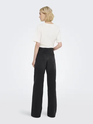 JDY - JDYFELINA-FINA HW WIDE BLK JEANSDNM NOOS Black Denim - Gr. - 32