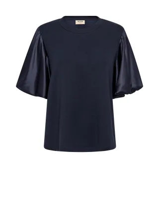 MOS MOSH - MMDuba O-SS Satin Sweatshirt salute navy - Gr. - S