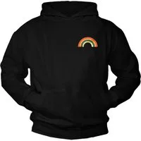 MAKAYA Kapuzenpullover mit Regenbogen Streifen Vintage Motiv Regenbogenfarben Pastell (Schwarz, S, M, L, XL, XXL, 3XL, 4XL) Baumwolle