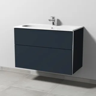 Sanipa 3way Waschtischunterbau zu Geberit Acanto Slim Waschtisch mit 2 Auszügen, Marine-Matt BP4121R