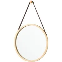 en.casa Wandspiegel, »Bykle« Hängespiegel Bambus rund 38 cm Natur
