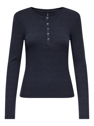 ONLY - ONLLINEA L/S O-NECK BUTTON TOP CC JRS night sky - Gr. - XL