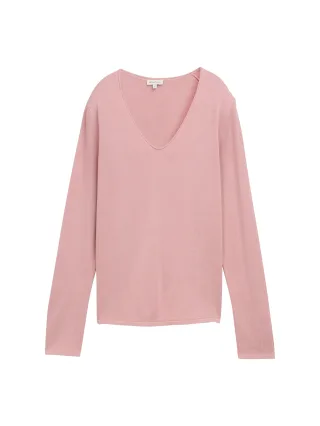 Tom Tailor - Strickpullover mit V-Ausschnitt morning pink - Gr. - XL