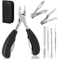 BlingBin Nagelpflege-Set 8-teiliges Edelstahl Nagelknipser Set, langer Griff für Senioren, 8-tlg., 8-teilig, Podologie-Werkzeuge gegen eingewachsene Nägel