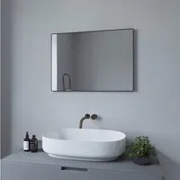 AQUALAVOS Spiegel Wandspiegel Alu-Rahmen 70x50 80x60 100x60cm Vollrahmen in Schwarz matt, ohne Beleuchtung Ultraflaches Design Vertikal /Horizontal möglich