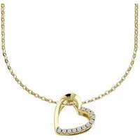 Adam & Eve Collier-Set 585/- Gold Halskette mit 12 Diamanten 0,07ct Brillanten, inklusive Echtheitszertifikat - Kette ca. 45cm
