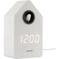 Karlsson Wecker Kuckucksuhr Wecker Alarm Clock Cuckoo LED Weiß Holz Veneer