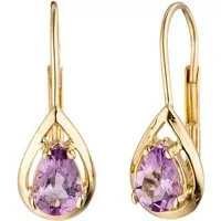 JOBO Paar Ohrhänger, Tropfen 333 Gold mit Amethyst
