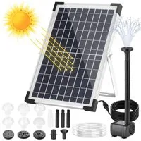 TLGREEN Solarpumpe Solar Teichpumpe, (190L/h Solar Springbrunnen,Solar Brunnenpumpen mit 1M Wasserleitung DIY, 9 Düsen, 3,25M Kabellänge, Solar Wasserpumpe), für Garten Teich Brunnen Wasserfall Pool