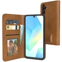 EAZY CASE Handyhülle Business Handytasche Samsung Galaxy A16 5G 6,7 Zoll, Flipcase mit Sichtfenster für Foto Klapp Hülle Kartenetui Hellbraun