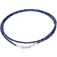Lebensquelle Plus Kette ohne Anhänger Lapislazuli 2 mm Perlenkette facettiert, 45 cm + Silberverschluss