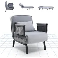 FLEXISPOT Loungesessel 3-in-1 Schlafsessel mit Bettfunktion, Verstellbare Rückenlehne (Gästebett & Schlafsofa aus Leinen mit Seitentasche, Klappbare Beine), Platzsparend für Wohnzimmer, Schlafzimmer oder Büro