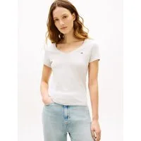 Tommy Jeans Kurzarmshirt TJW SLIM V-NECK TEE mit Logo-Stickerei
