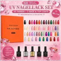Sun Garden Nails Gel-Nagellack 60 tlg. UV Nagellack Set inkl. UV Base & Top Coat, 60-tlg.