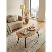 KADIMA DESIGN Couchtisch Couchtisch Akazie Massivholz 110 x 45 x 60 cm Wohnzimmertisch, Nierenform, Sofatisch Modern Holztisch, Tisch Wohnzimmer Holz/Metall