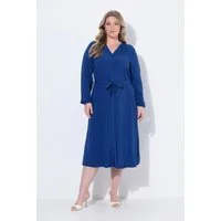 MIAMODA Jerseykleid Midikleid A-Linie Bindegürtel Knopfleiste Langarm