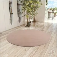 Teppium Teppich Unicolor - Einfarbig, Rund, Höhe: 11 mm, Kurzflor Teppich Anti-Rutsch Rückseite Waschbar Flauschiger