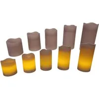 HSE24 LED-Kerze 10er Set LED Echtwachskerzen Rosé mit Timer,Batterien vers. Größen
