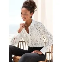LASCANA Spitzenbluse mit Hemdblusenkragen, Spitzenbluse, transparente Bluse, festlich